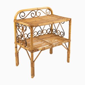 Midcentury Bamboo and Rattan Side Table, 1960s
