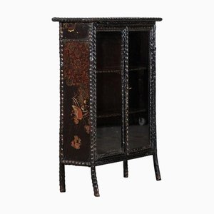 English Lacquered and Glazed Faux Bamboo Cabinet, 1880s