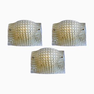 Murano Glass Wall Lamps in the style of Barovier, 1970s, Set of 3