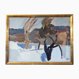 Windswept Winter, Oil Painting, Framed