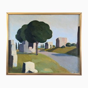Via Appia, pintura al óleo, enmarcado