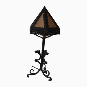 Arts & Crafts Drachen Tischlampe aus Schmiedeeisen, Italien, 1910er
