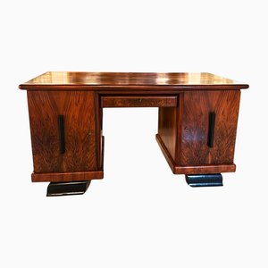 Art Deco Large Italian Desk with Double Doors and Drawers, 1930s