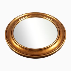 Round Mirror with Golden Wood Frame, 1960s