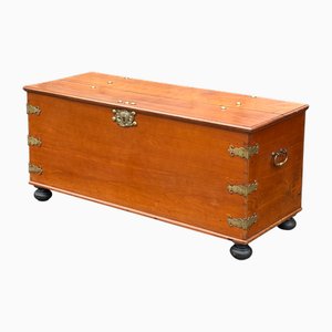 Large 18th Century Walnut Colonial Chest with Brass Hardware, 1780s
