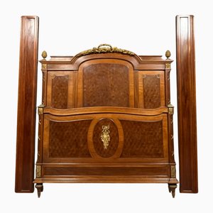 Louis XVI Pariser Bett mit Intarsien und vergoldeten Bronzen, 1850er