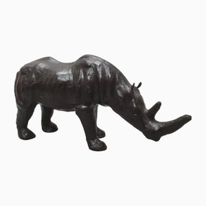 Large Vintage Leather Rhinoceros, 1970s-1980s