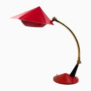 Rote Mid-Century Schreibtischlampe von Stilux, Mailand, Italien, 1960er