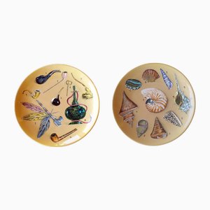 Handbemalte Keramik Schalen & Pfeifen Teller, 1950er, 2er Set
