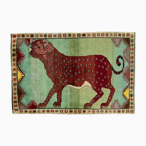 Hand-Knotted Gabbeh Rug with Tiger Motif