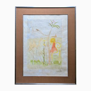 Salvador Dalí, La Cour Du Lion (Der Hof des Löwen), 1974, handsignierte Original-Farbgravur