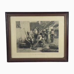 Leon Lhermitte, The Harvesters 'Pay, década de 1890, grabado, enmarcado