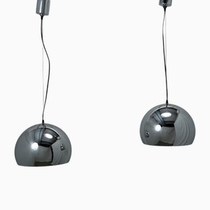 Hängelampen aus Chromstahl, 1970er, 2er Set