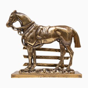 Briefhalter Pferd aus Messing für Zaun, 1950er