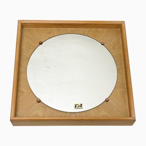 Square Pine Wood Wall Mirror, Belgium, 1970s