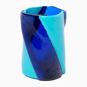 Blaue Twirl Vase von Enzo Mari für Corsi Design Factory