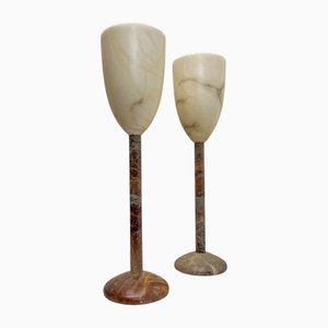 Large Mid-Century Alabaster Table Lamps, 1970s, Set of 2