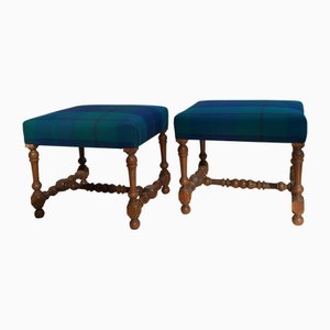 Satz Hocker im Louis XIII-Stil aus Ralph Lauren Stoff