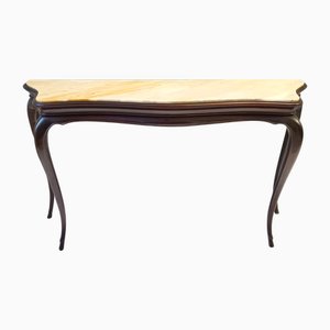 Ebonized Beech Console with Ivory Siena Marble Top attributed to Osvaldo Borsani, Italy, 1950s