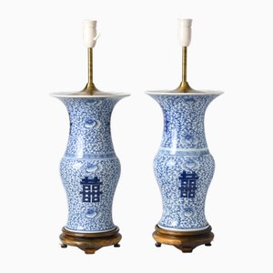 Lampade da tavolo in porcellana, Cina, set di 2