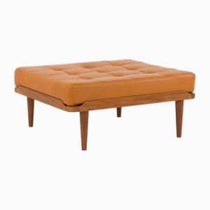 Mid-Century Large Ottoman in Teak and Aniline Leather in the style of Grete Jalk, 1960s