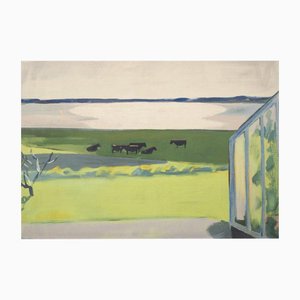 Thorvald Hagedorn-Olsen, paisaje danés modernista, óleo a bordo