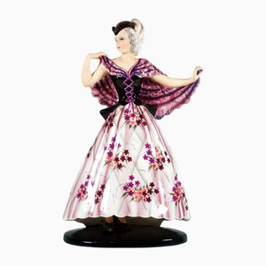Art Deco Dancer in Venetian Costume Figure from Goldscheider, Vienna, Austria, 1939