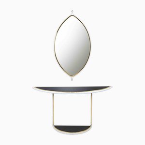 Vintage Console with Wall Mirror by Tommaso Barbi, Italy, 1970s, Set of 2