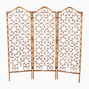 Côte d'Azur Klapp- oder Raumteiler aus Rattan & Bambus, Italien, 1960er
