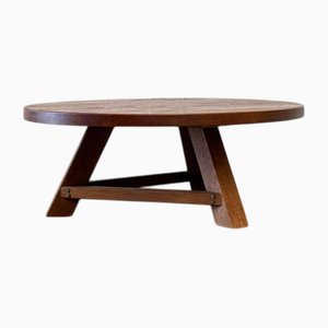 French Round Brutalist Coffee Table, 1970s