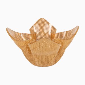 Mid-Century Acrylic Glass and Wicker Vase Centerpiece in the style of Christian Dior, Italy, 1970s
