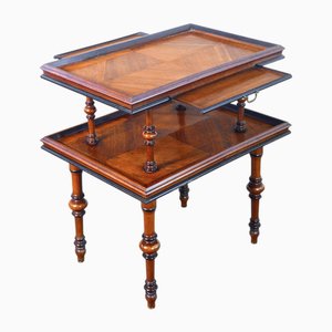 Etagere Coffee Table with Two Shelves in Walnut, 1800