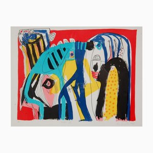 Lis Zwick, Komposition, Lithographie, 1980er, Gerahmt