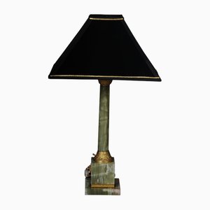 20th Century Classicist Onyx and Brass Table Lamp