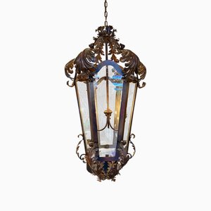 Large Bronze Finished Toleware Lantern, 1960s