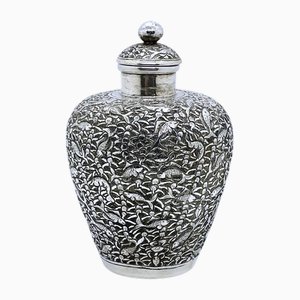 Frasco camboyano de plata en Indochina Khmer Phnom Penh de plata, década de 1900