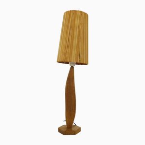 Lampe Sculpturale en Chêne Sculpté avec Abat-jour Brindilles en Bois, 1980s
