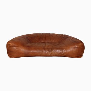 Croissant Sofa in Cognac Leather by Raphael Raffel for Honoré Paris, 1970s