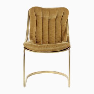 Silla italiana vintage de metal en dorado, Italia, años 70