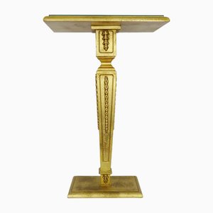 Pedestal Side Table in Gilded Wood Beveled Mirror Top, 1970s