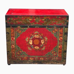19th Century Hand Painted Gansu Tibetan Cabinet, 1880s
