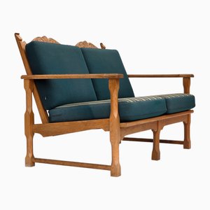 Skandinavisches 2-Sitzer Sofa aus Wolle & Eiche, 1970er
