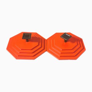 Orange Space Age Kleiderbügel, Italien, 1970er, 2er Set