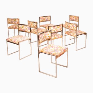 Sillas SQ-AL de latón y acero, años 70. Juego de 8