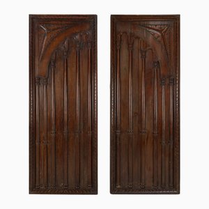 Large Carved Portuguese Oak Wall Panels, 1850s, Set of 2