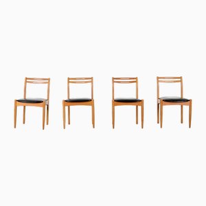 Sillas de comedor Mid-Century de teca y cuero sintético, años 60. Juego de 4