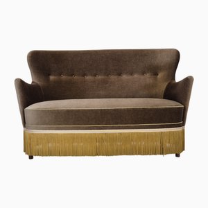 Danish 2-Seater Sofa in Green Furniture Velour, 1960s