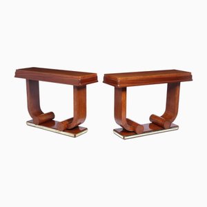 Art Deco French Console Tables in Amboyna, 1925, Set of 2