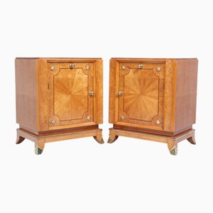 Französische Art Deco Nachtschränke, 1950er, 2er Set