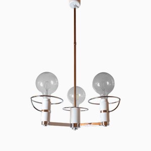 Verchromter Space Age Kronleuchter mit drei Leuchten von Reggiani, Italien, 1970er